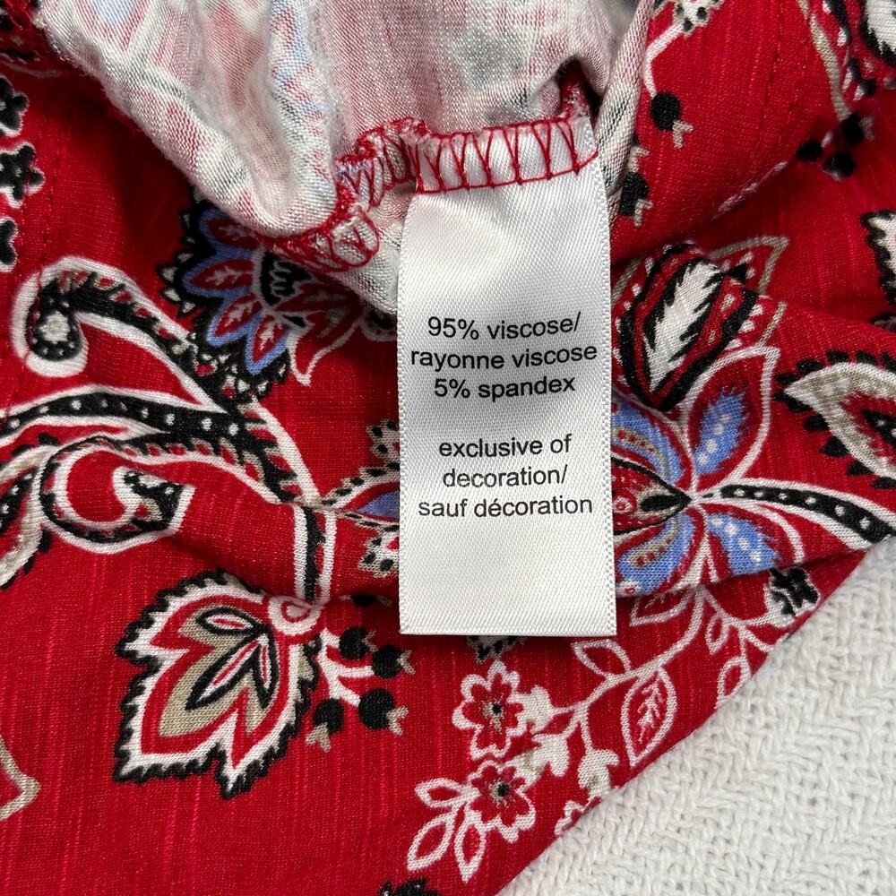 Maurices Red Paisley Lattice Ruffle Tank Top Womens Large Boho Stretch - Picture 7 of 9